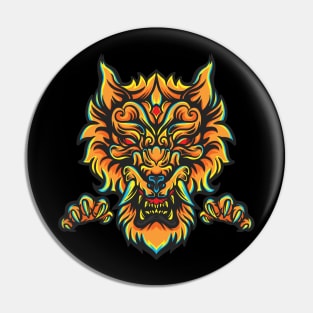 Colorful Japanese Shishi Komainu Lion Dog (Foo Dog) Design Pin