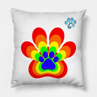 Rainbow Dog Paw / colorful paw / rainbow, Pillow