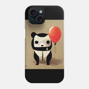Cute little panda bear with a red balloon. Phone Case