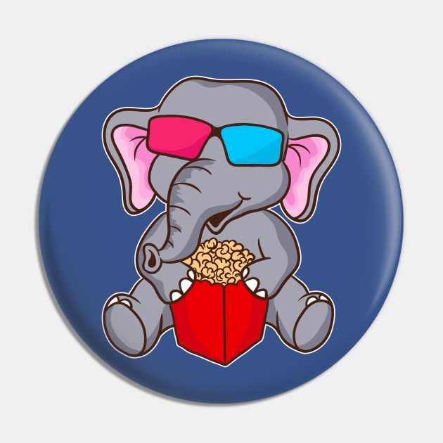 Cute Funny Elephant 3D Glasses Movie Popcorn Pin by E