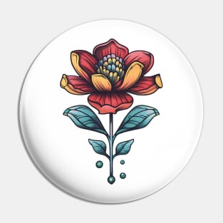 Tattoo style flower Pin