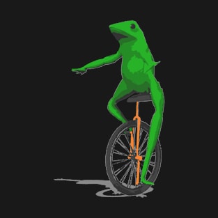 frog riding unicycle funny T-Shirt