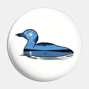Loon Silhouette - Moonlight Pin