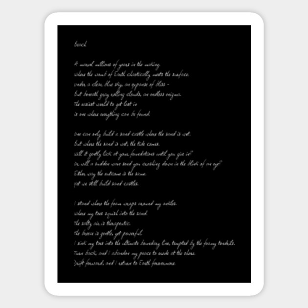 Beach Yuri S Poem White Text Doki Doki Literature Club Aufkleber Teepublic De
