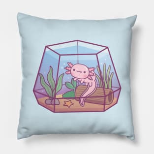 Cute Axolotl Swimming In Aquarium Pillow