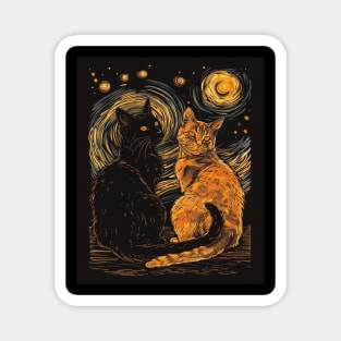 Cat Starry Night Twilight Magnet