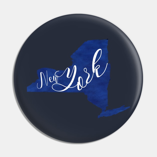 The State of New York - Blue Watercolor Pin by loudestkitten