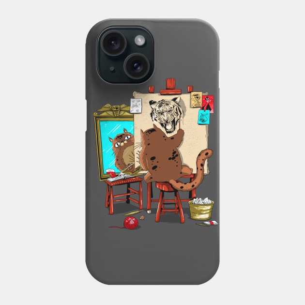 Triple Cat Self Portrait Phone Case by Zascanauta