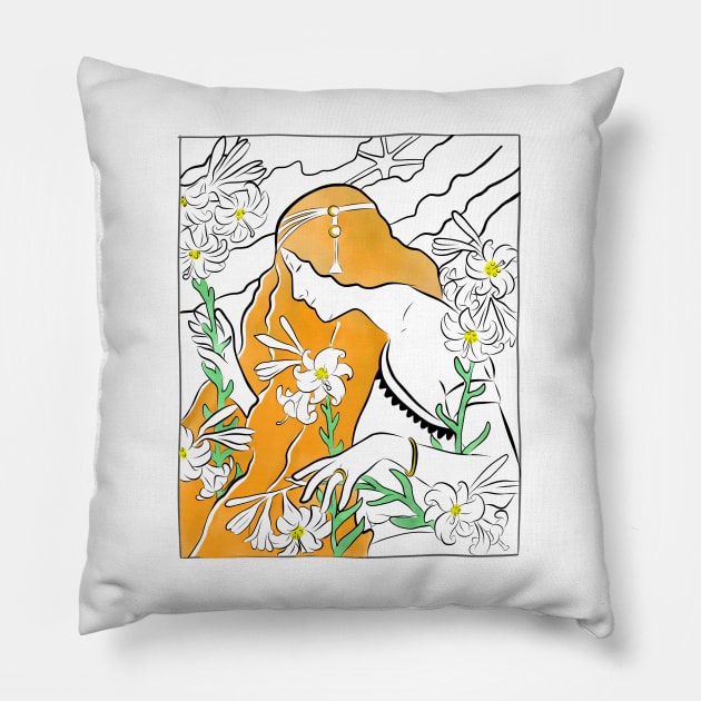 Lilly - inspired by the art of Paul Berthon Pillow by Witch of the North Shop