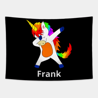 Frank First Name Personalized Dabbing Unicorn Tapestry