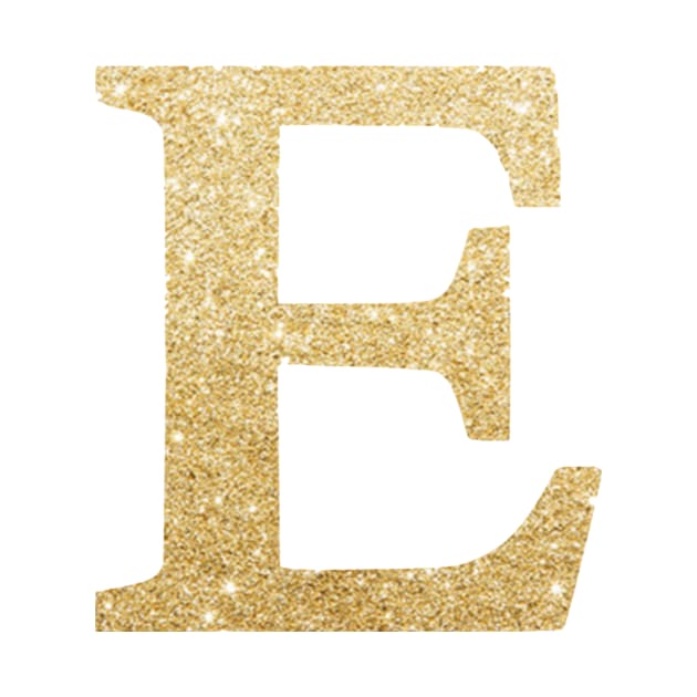 The Letter E Metallic Gold Sparkle by Claireandrewss