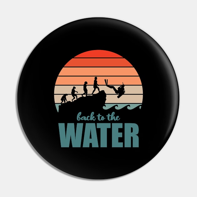 Back To The Water Scuba Diver Evolution Ocean Pin by Anassein.os