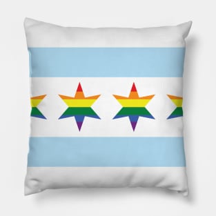 Fun Colorful Gay Pride Chicago City Flag Pillow