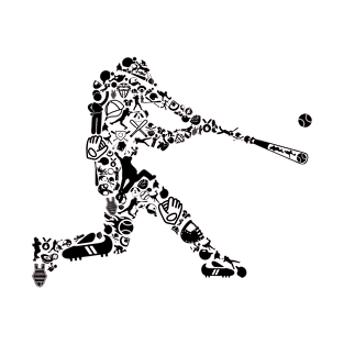 Baseball Series: Swinging Batter (Black Graphic) T-Shirt