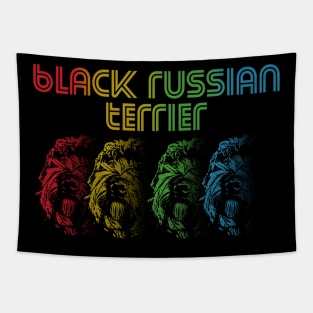 Cool Retro Groovy Black Russian Terrier Dog Tapestry