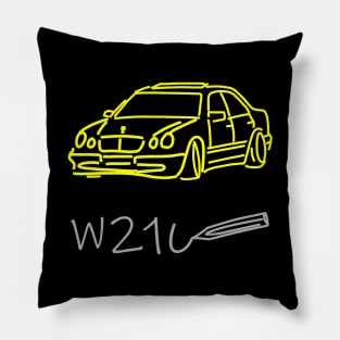 Mercedes W210 front view simple sketch grey yellow Pillow