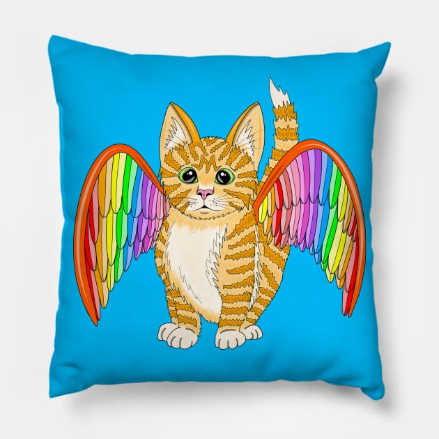 Kitty with wings Pillow by MelanieJeyakkumar