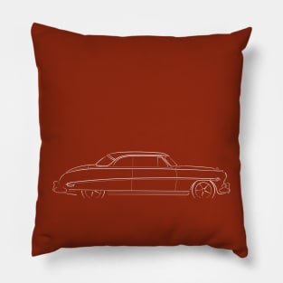 1952 Hudson Hornet - profile stencil, white Pillow