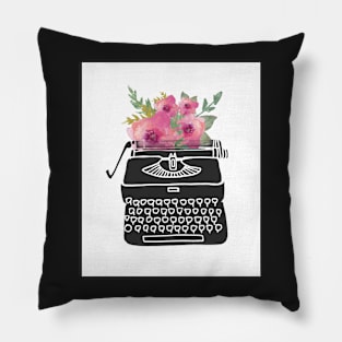 Type flowers - watercolor floral typewriter Pillow