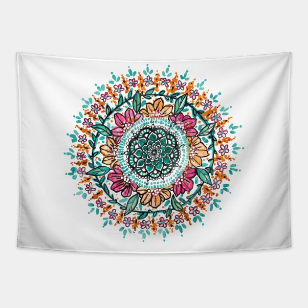 Floral Watercolor Mandala Tapestry by aterkaderk