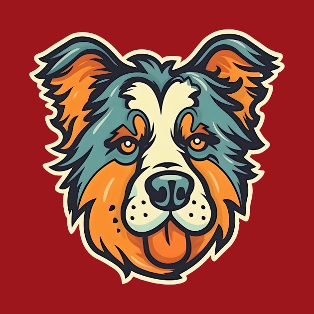 Border Collie dog head logo in circle by KOTYA