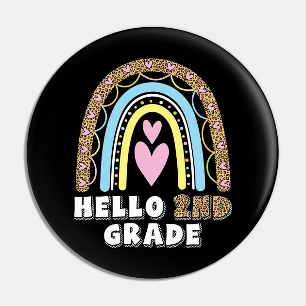 Heart Rainbow Teacher Student Back To School Hello 2nd Grade Pin by DainaMotteut