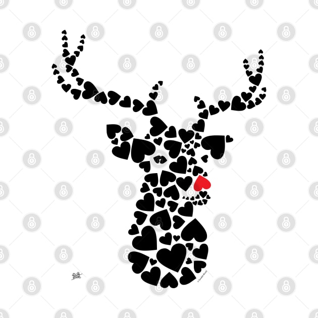 Deer Graphic Hearts Wild Animal Cool Winter by DoubleBrush