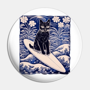 Midnight Surf Kitty Pin