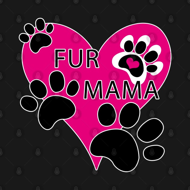 Fur Mama Pink Heart Paw Prints by TLSDesigns