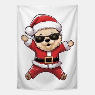 Cartoon Christmas Bichon Frise Dog Dancing Tapestry