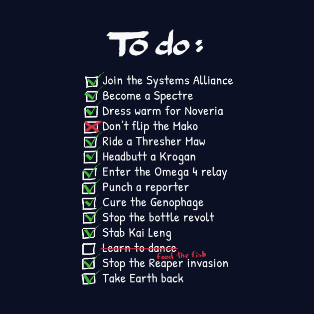 Commander Shepards To-Do List by Cattoc_C