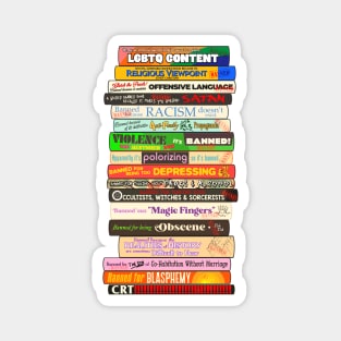Banned Books Stack - Reasons Books are Challenged Magnet