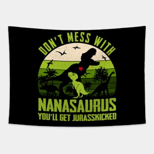Vintage Don't Mess With Nanasaurus You'll Get Jurasskicked Dinosaur Tapestry