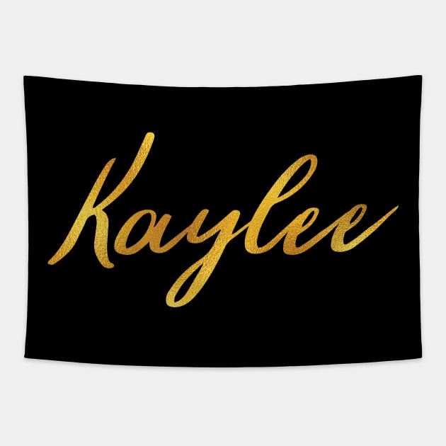 Kaylee Name Hand Lettering in Faux Gold Letters Tapestry by Pixel On Fire