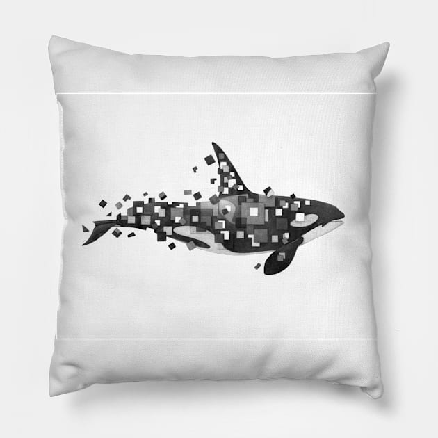 Fractured Killer Whale Pillow by Terry Fan