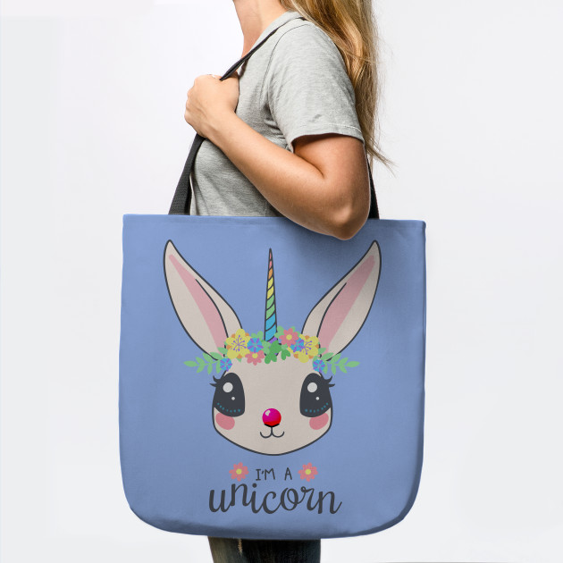 I/'m Just A Bunnycorn Regular Tote Bag Bunny Unicorn Rabbit Funny Shoulder Animal