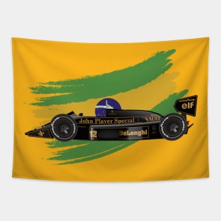 Ayrton Senna's Lotus 98T Illustration by @burrowheel @parkedinargentina Tapestry