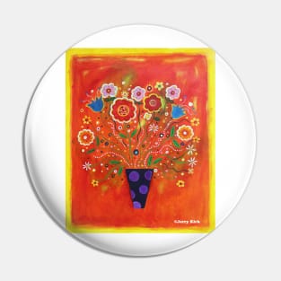 'Flowers in a Decorative Vase' Pin