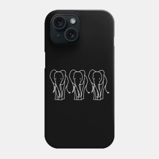 White Line Three Elephants Phone Case