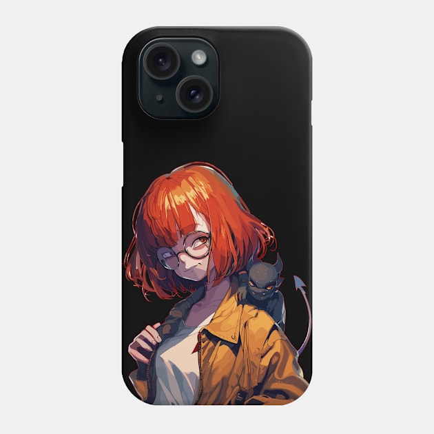 Bad girl with devil on shoulder Phone Case by TomFrontierArt