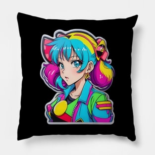 Retro-style Anime Girl Pillow