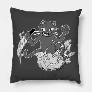 Pumpkin Carving Cat Pillow