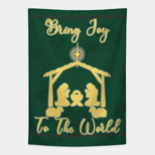 Bring Joy To The World - Ugly Christmas Sweater Style Tapestry