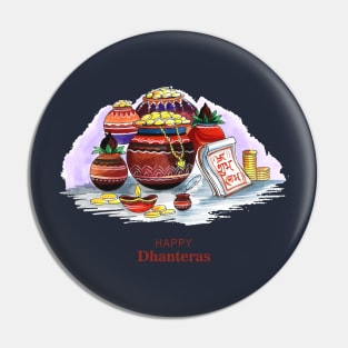 Happy Dhanteras Watercolor Pin