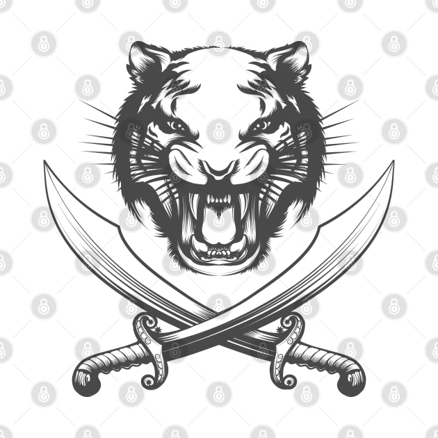 Tiger Face and Arabian Swords by devaleta