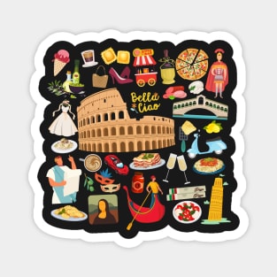 Italy Travel Icons Magnet