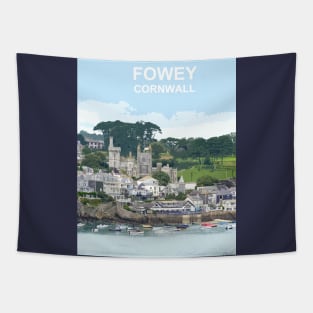 Fowey Cornwall. Cornish gift Kernow Travel location poster, St Austell Tapestry