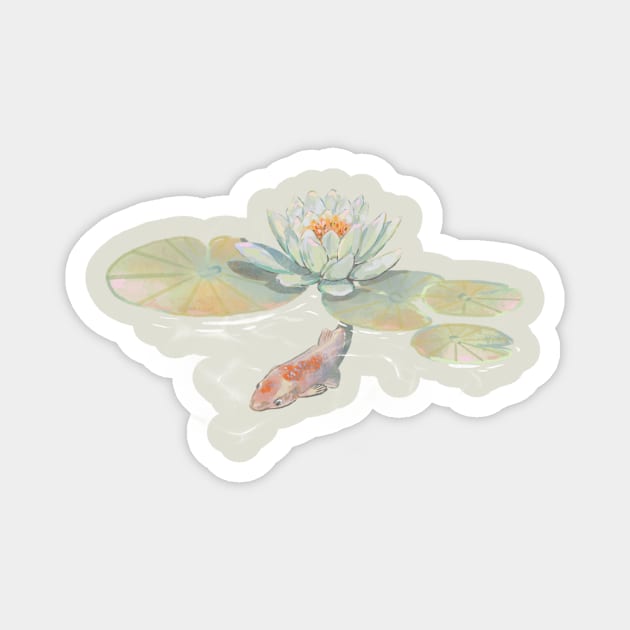 Lotus and koi Magnet by Aynur Albayrak