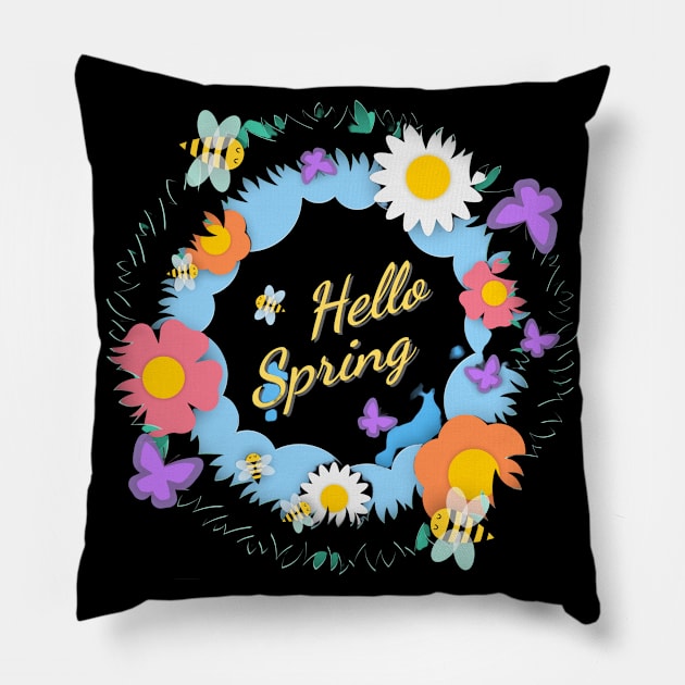 hello  spring Pillow by busines_night