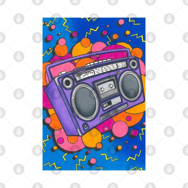 80s Boom Box Pattern by AbbysRadArt